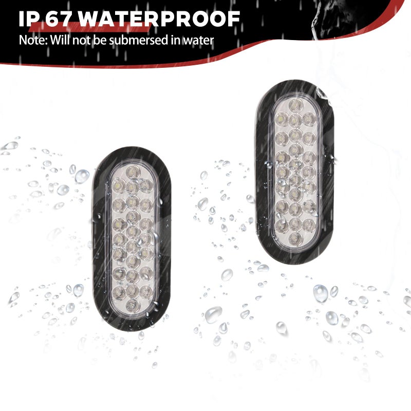NEW SUN 6 Inch Oval LED Trailer Lights - 21 LED Ultra Bright Tail Light Kit with Surface Mount Grommets, Watertight 3-Prong Plug Reverse IP 67 Waterproof Light Clear Lens for RV, Truck, Jeep, 2 Pcs - Image 3
